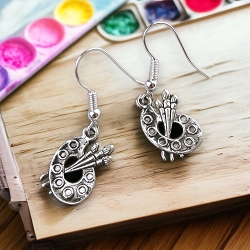 Silver Painter's Palette Earrings, Artist Earrings