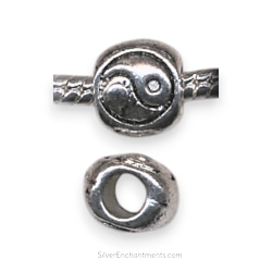 Silver Yin Yang Big Hole Beads