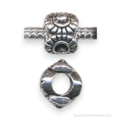Silver Fancy Spacer Ring Tube Large Hole Beads