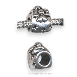 Silver Wrapped Present Beads with Large Hole