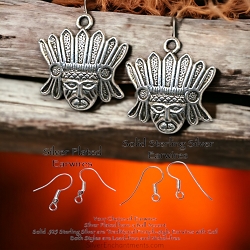Silver Mayan Indian Earrings