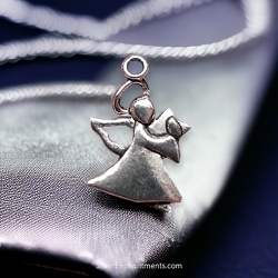 Silver Angel Hugging a Star Necklace