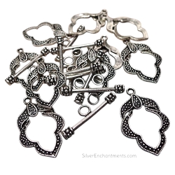 Silver Elegant Leaf Toggle Clasps
