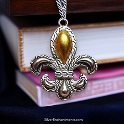 New Orleans Fancy Silver and Gold Fleur de Lis Necklace