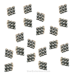 9x8mm Silver Dotted Offset Diamond Beads