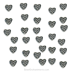6mm Silver Celtic Heart Beads