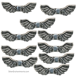 Silver Fancy Angel Wing Beads