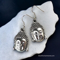 Silver Buddha Earrings