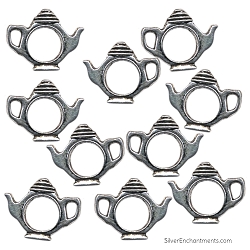 Silver Teapot Beads with Round Opening