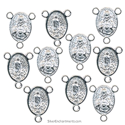 Bright Silver Sacred Heart Rosary Findings