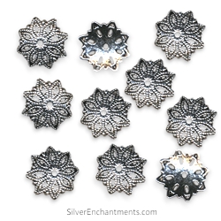14.5mm Silver Fancy Star Bead Caps