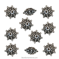 11mm Silver Fancy Burst Rondelle Beads