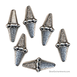 Long Silver Dotted Bicone Beads with Striped Detailing