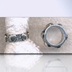 Silver Large Hole Heart Ring Band Beads