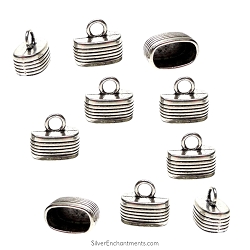 Silver Oval Striped Jewelry End Caps