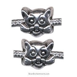 Silver Cat Large Hole Beads