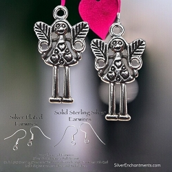 Silver Heart Fairy Earrings