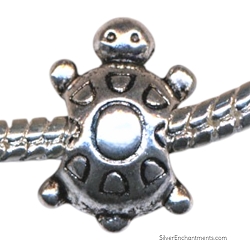 Silver Turtle Beads with Large Hole