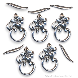 Silver Flower Toggle Clasps