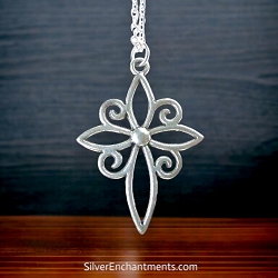 Silver Filigree Scroll Cross Necklace