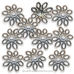 20mm Large Silver Flower Bead Caps