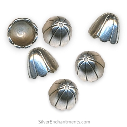 Silver Domed Jewelry End Caps with Stripe