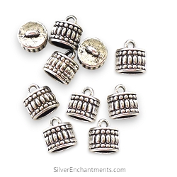 Silver Decorative Jewelry End Caps with 8mm Opening
