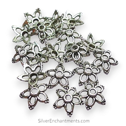 20 Fancy Silver 12mm Star Bead Caps