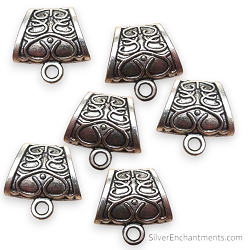 6 Silver Large Decorative Bails with Scroll Design