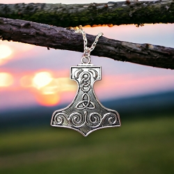 Large Silver Thor's Hammer Necklace
