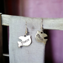 Silver Peace Dove Earrings