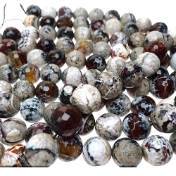 16mm Faceted Round Fire Agate Beads
