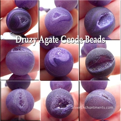 14mm Round Matte Purple Agate Beads Geode Druzy Beads
