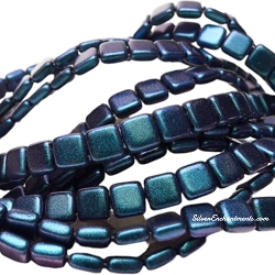 6mm CzechMates Indigo Orchid Polychrome Two-Hole Tile Beads