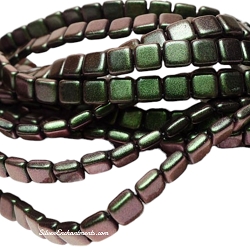6mm CzechMates Olive Mauve Polychrome Two-Hole Tile Beads