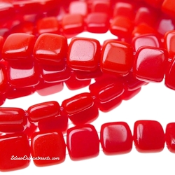 6mm CzechMates Opaque Red Two-Hole Tile Beads