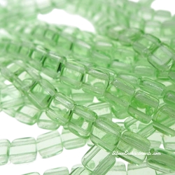 6mm CzechMates Light Peridot Two-Hole Tile Beads