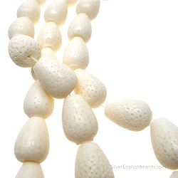 18x13mm White Coral Teardrop Beads