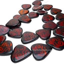 Carnelian Beads by the Strand Tribal Heart 28x30mm