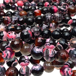 10mm Round Pink Fire Agate Beads