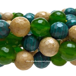 10mm Faceted Round Mixed Gemstone Beads Jasper Jade Malachite