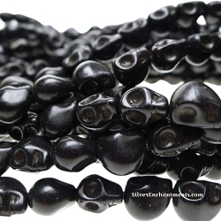 10mm Black Gemstone Skull Beads