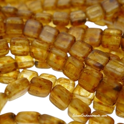 6mm CzechMates Matte Crystal Picasso Two-Hole Tile Beads