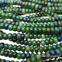 6mm Chrysocolla Azurite with Pyrite Rondelle Beads