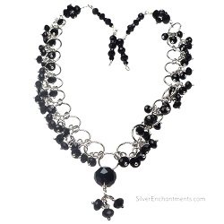 Designer Black Crystal and Chain Necklace Base