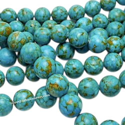 16mm Round Mosaic Turquoise Beads