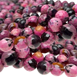 8mm Round Pink Fire Agate Beads