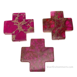Large Pink Sea Sediment Jasper Cross Pendant Bead