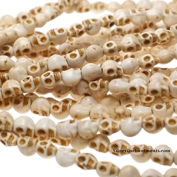 8mm White Gemstone Skull Beads
