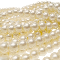  6mm Round Cream White Ecru Glass Pearls